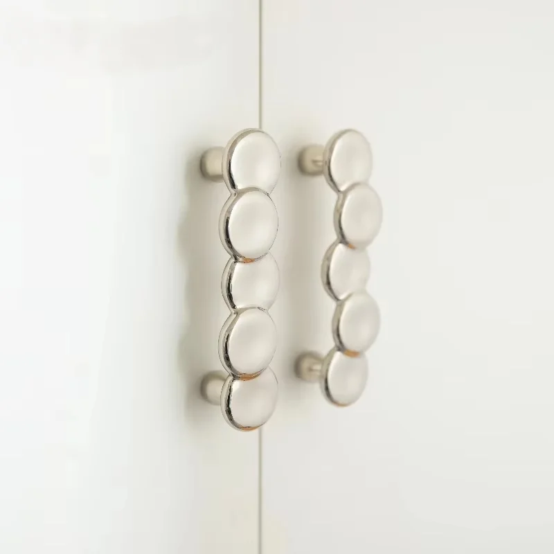 Solid Brass Nickel Silver Pebble Bead Cabinet Pulls Modern Drawer Handles For Wardrobe Kitchen Cupboard Furniture Hardware