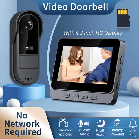 XBIBI Wireless smart video doorbell, Wireless intercom, Two-way audio real-time notification, Night vision monitoring 1080p HD camera