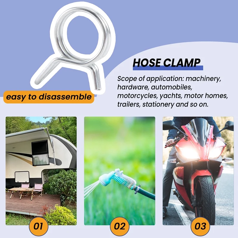 150Pcs/Set Stainless Steel Spring Clip Hose Clamp Fastener Fuel Line Hose Water Pipe Air Tube Car Plumbing Tools