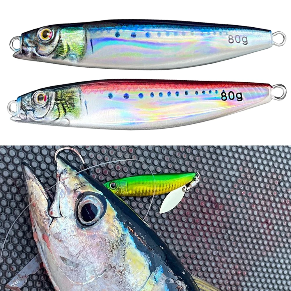7.5cm 40g Metal Jig Sea Fishing 3D Printing Bass Fish Bait Tackle Trout Shore Slow Drag Cast Jigs Tuna Salwater Lure
