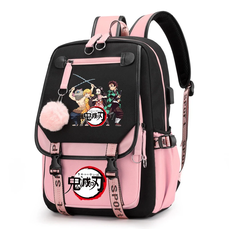 

Anime Demon Slayer Backpack Korean Style Students Grils Schoolbag Large Bookbag Kimetsu no Yaiba School Bags Female Travel Bag