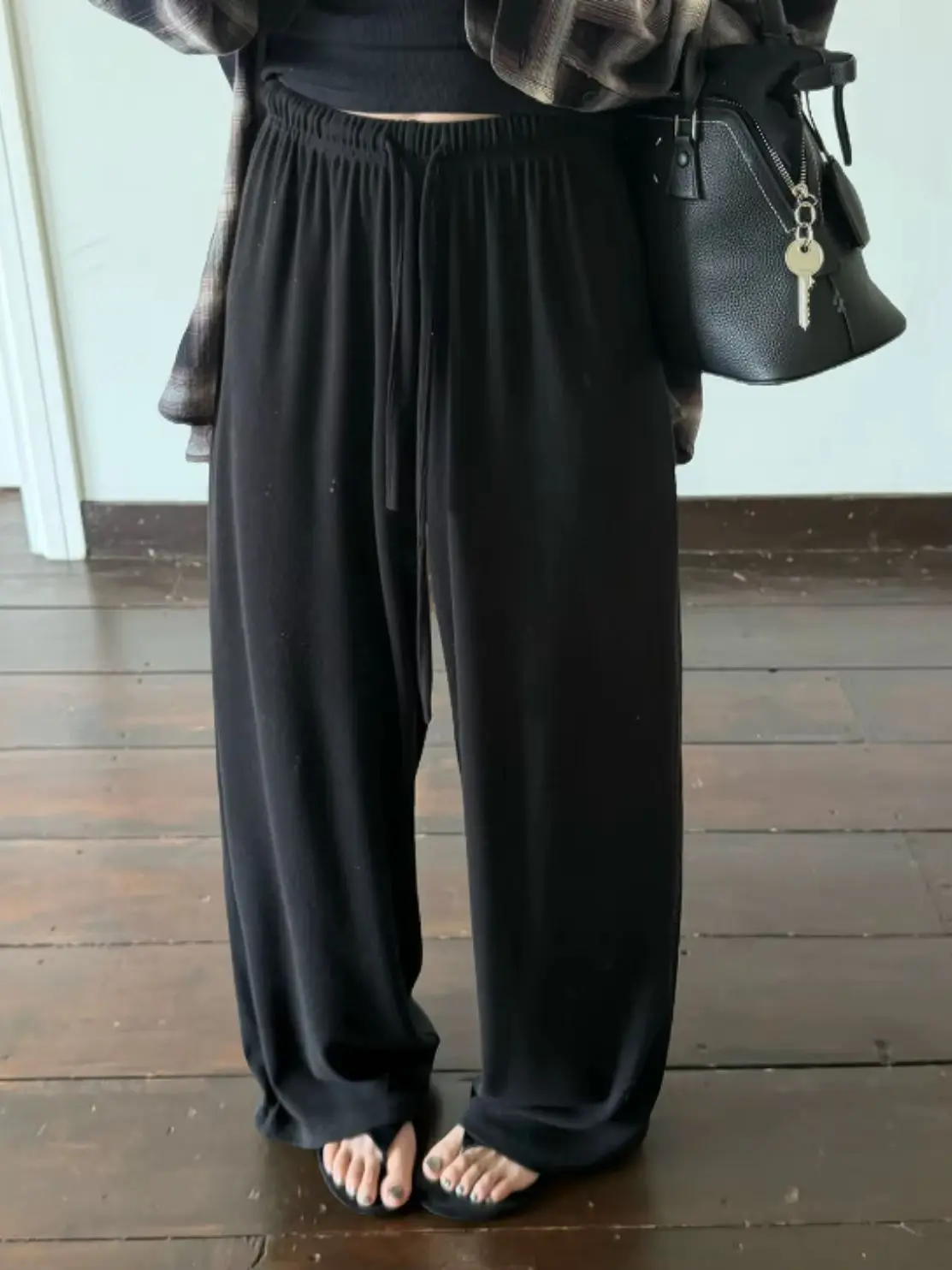 Women Casual Wide Leg Pant Solid Fashion Elastic Waist Drawstring Trousers Jogging American Sweatpants Street Korean Trouser