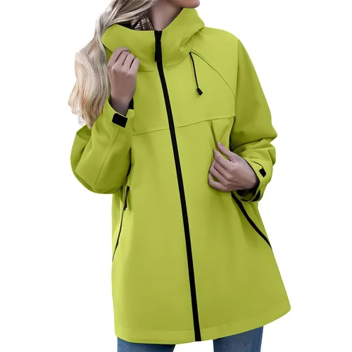 Imagen 1 del producto Chaqueta de exterior para mujer, chaqueta informal con capucha y cremallera, transpirable, resistente al viento, impermeable y resistente a las manchas, ropa de montañismo