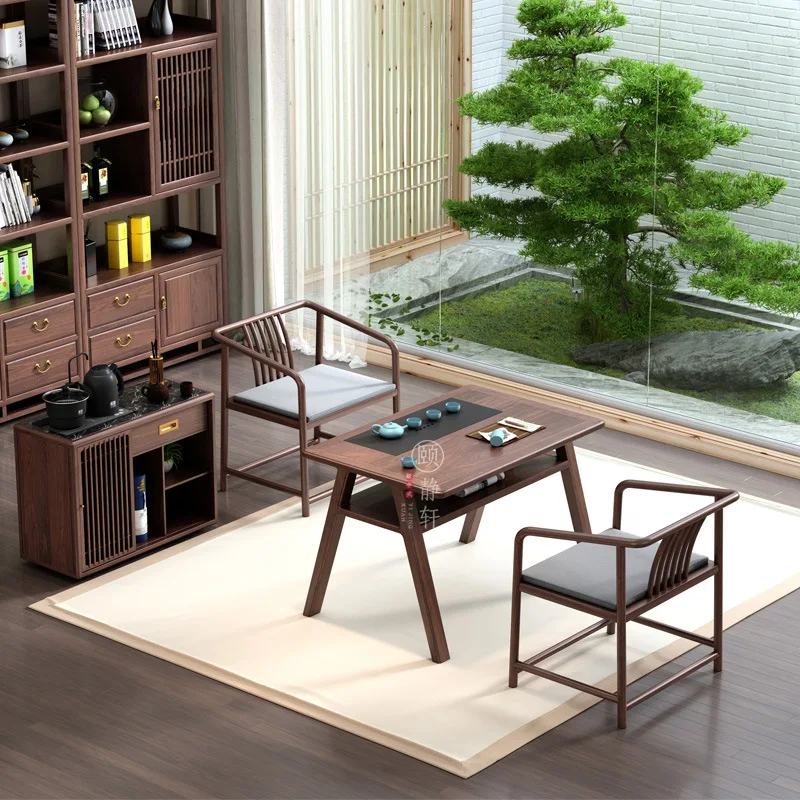 شرفة طاولة شاي وكرسي مزيج مكتب خشب صيني صلب جديد #3