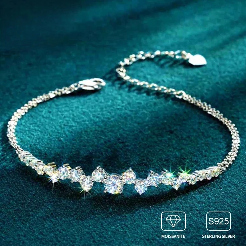 

5mm&3.5mm&2.5mm Moissanite Bracelet 925 Certified Original Silver Adjustable Chain Bracelets for Women Minimalist Jewelry