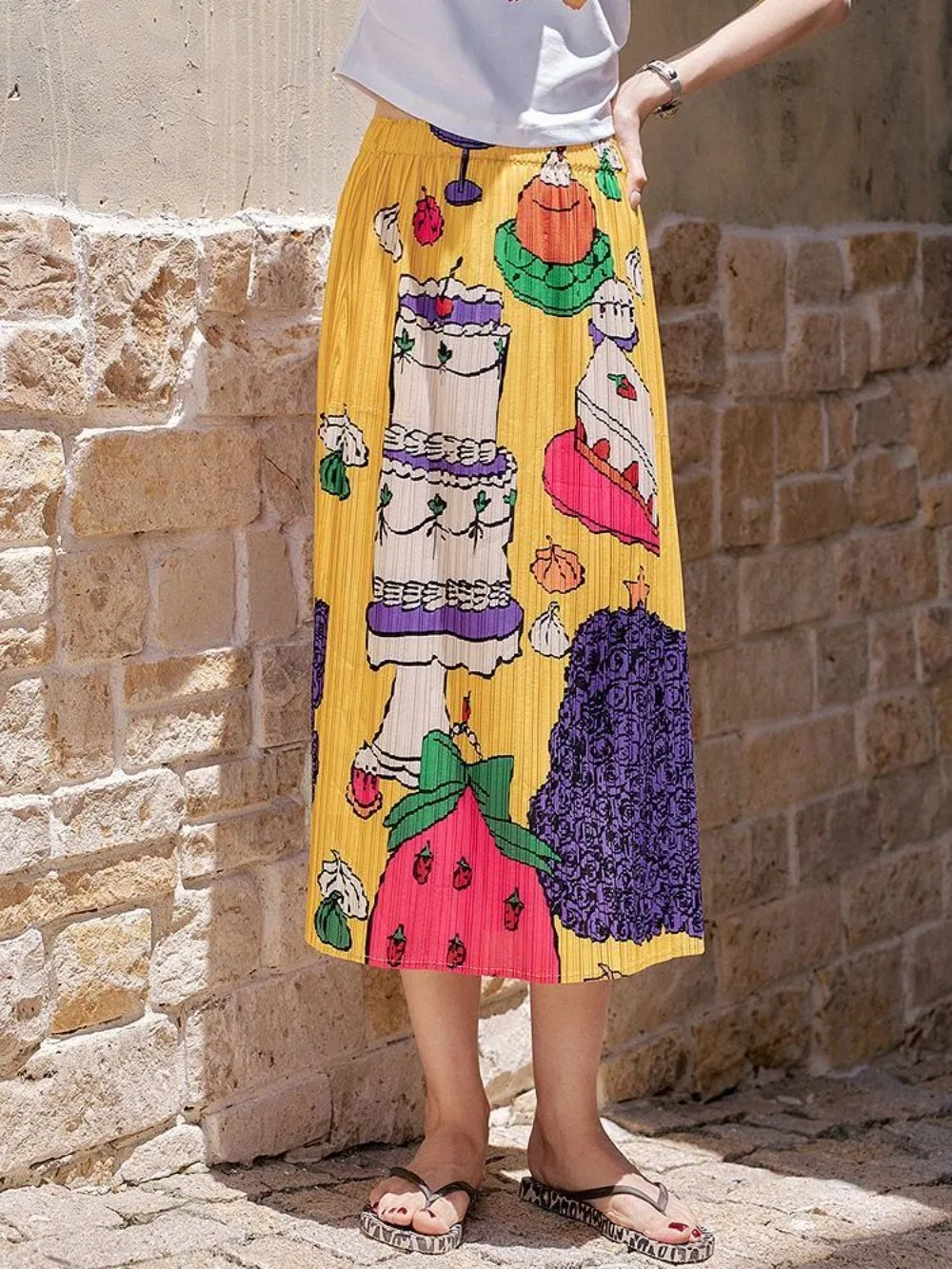 

Fun Print High Waist Midi Skirt 2025 Summer Flowy Straight Long Skirt Women Y2K Vintage Casual Boho Chic Daily Outfit