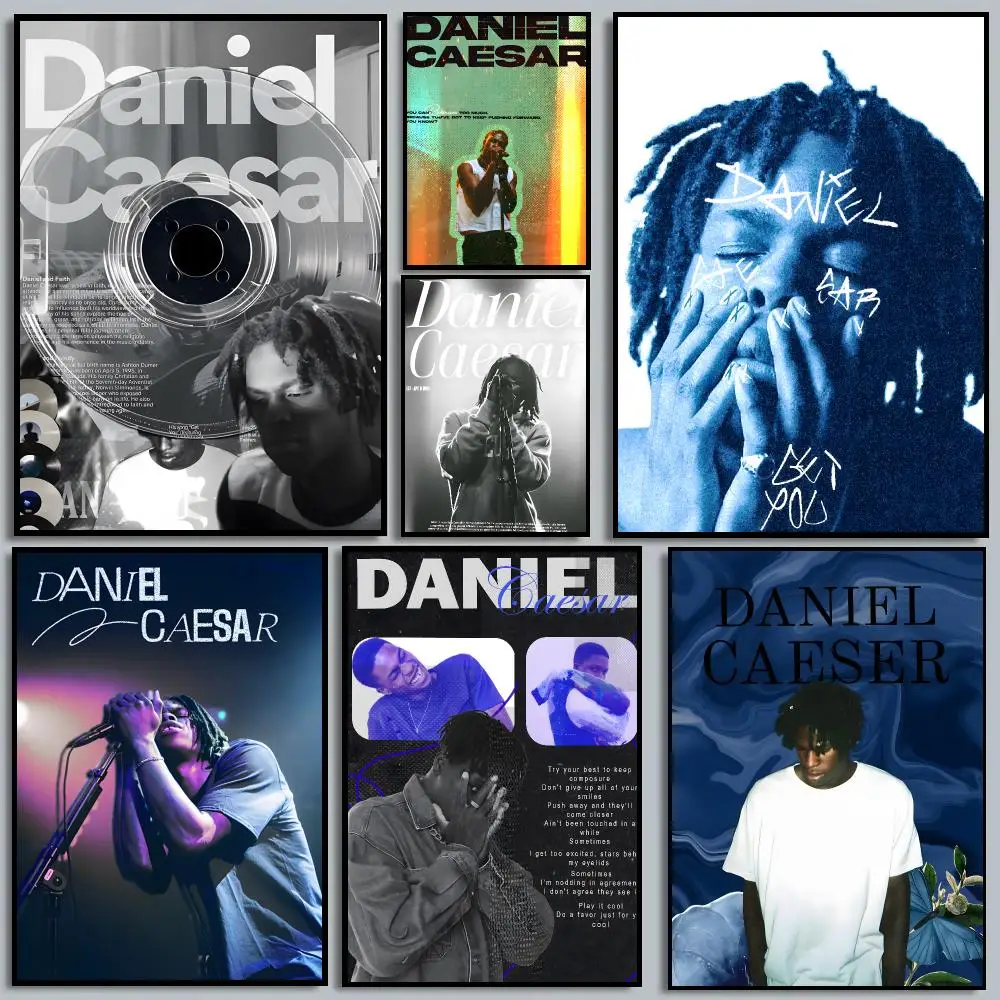 Daniel Caesar Singer R&B Vintage Poster HD Waterproof Self-Adhesive For Living Room Gift Bedroom Hallway Wall Decor