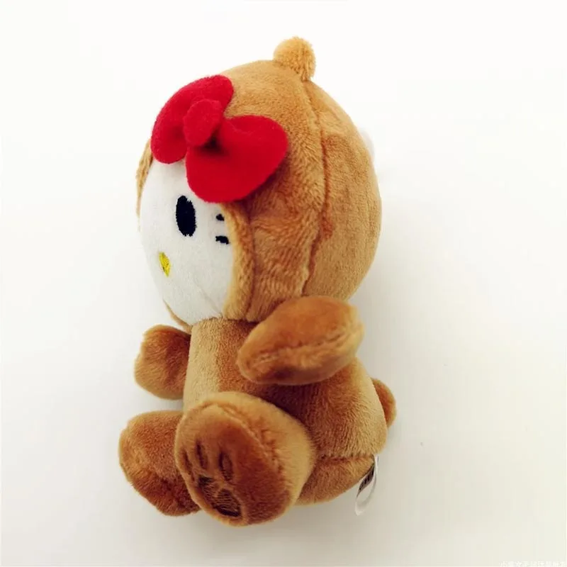 Kawaii Hello Kitty Panda Kt gato llavero de juguete de peluche Morphing Plushie muñeca Convertible monedero accesorio mochila encanto regalo