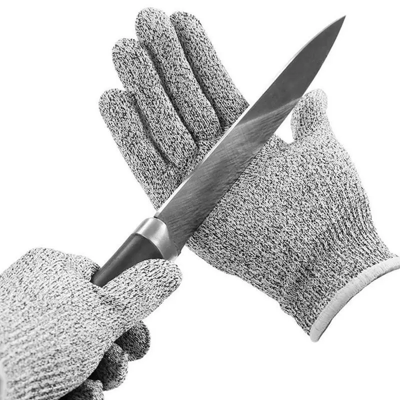 5 Level Hppe Snit-Resistente Handschoenen Anti-Cut Proof Grey Anti-Cut Level Werk Tuin Slager Tuinieren Handguard Keuken Tool