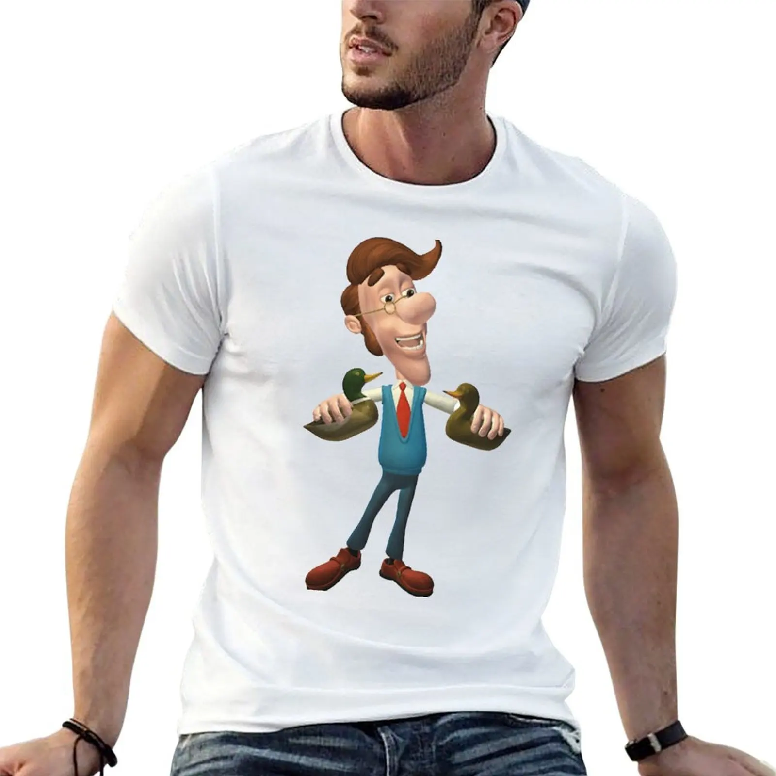 Hugh Neutron and his ducks T-Shirt customs shirts graphic heavy weight t shirts for men