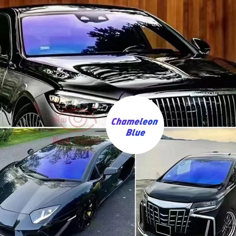 1mX5m Chameleon Blue Car Tint Film 60% Visible Light Auto Front Windshiled Window Foil Color Change Sun Solar Sticker Protector
