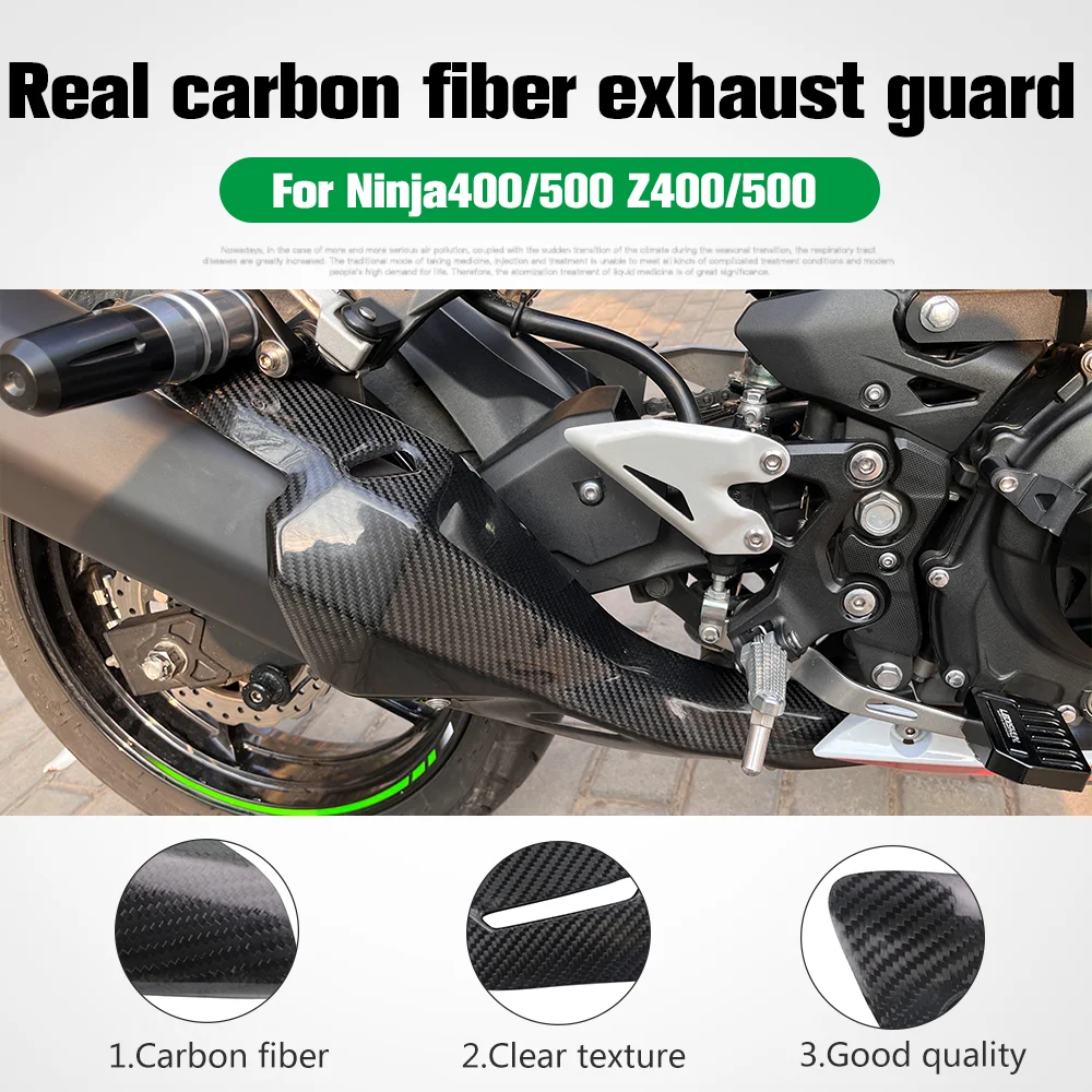 For Kawasaki Ninja400 Ninja500 NINJA 400 500 Z400 Z500 Motorcycle Carbon Fiber Exhaust Pipe Protective Muffler Heat Shield Cover