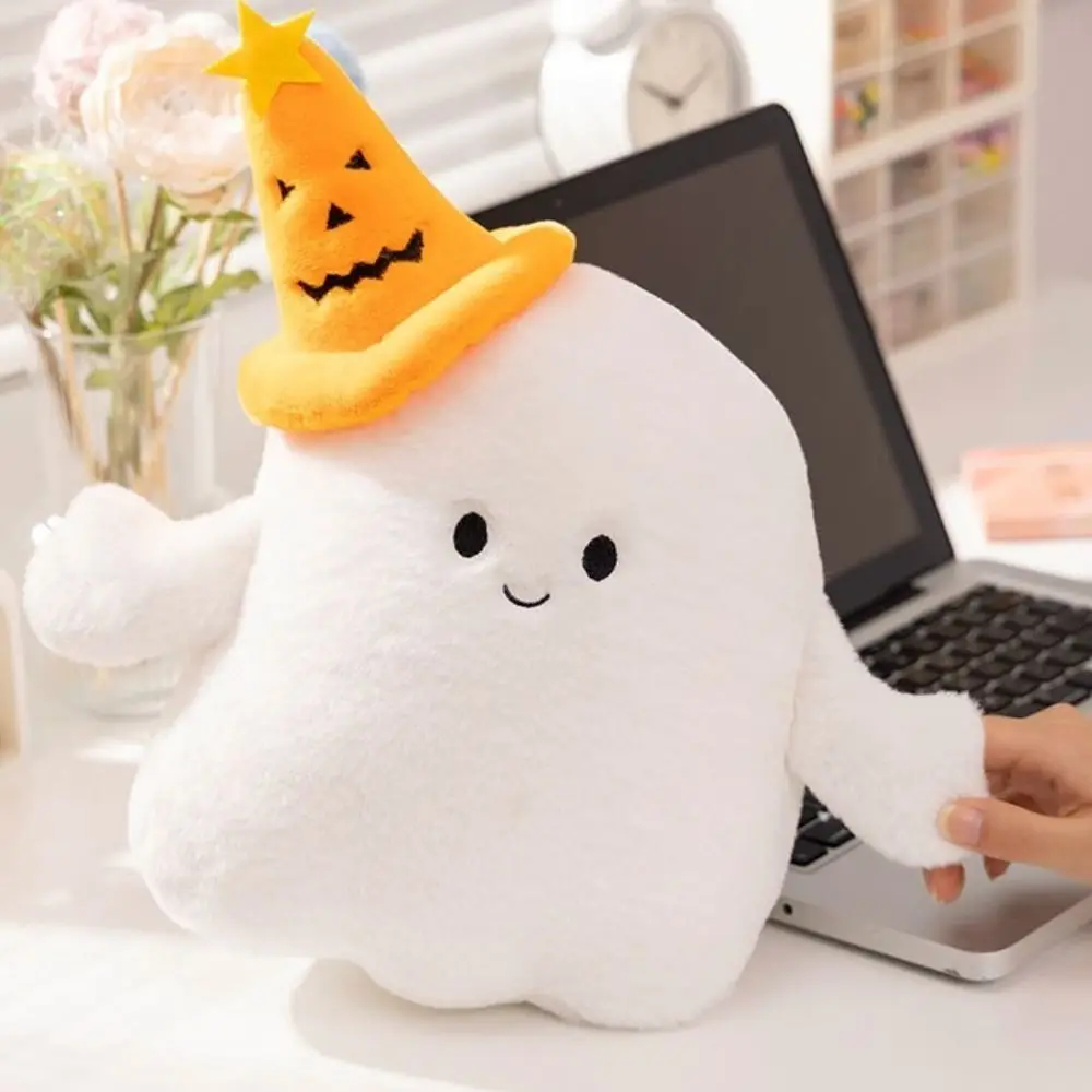 Kawaii Ghost Pumpkin Plush Toy, Pelúcia Divertida, Boneca De Pelúcia, Soft Festival Decor, Feriados Props Gift