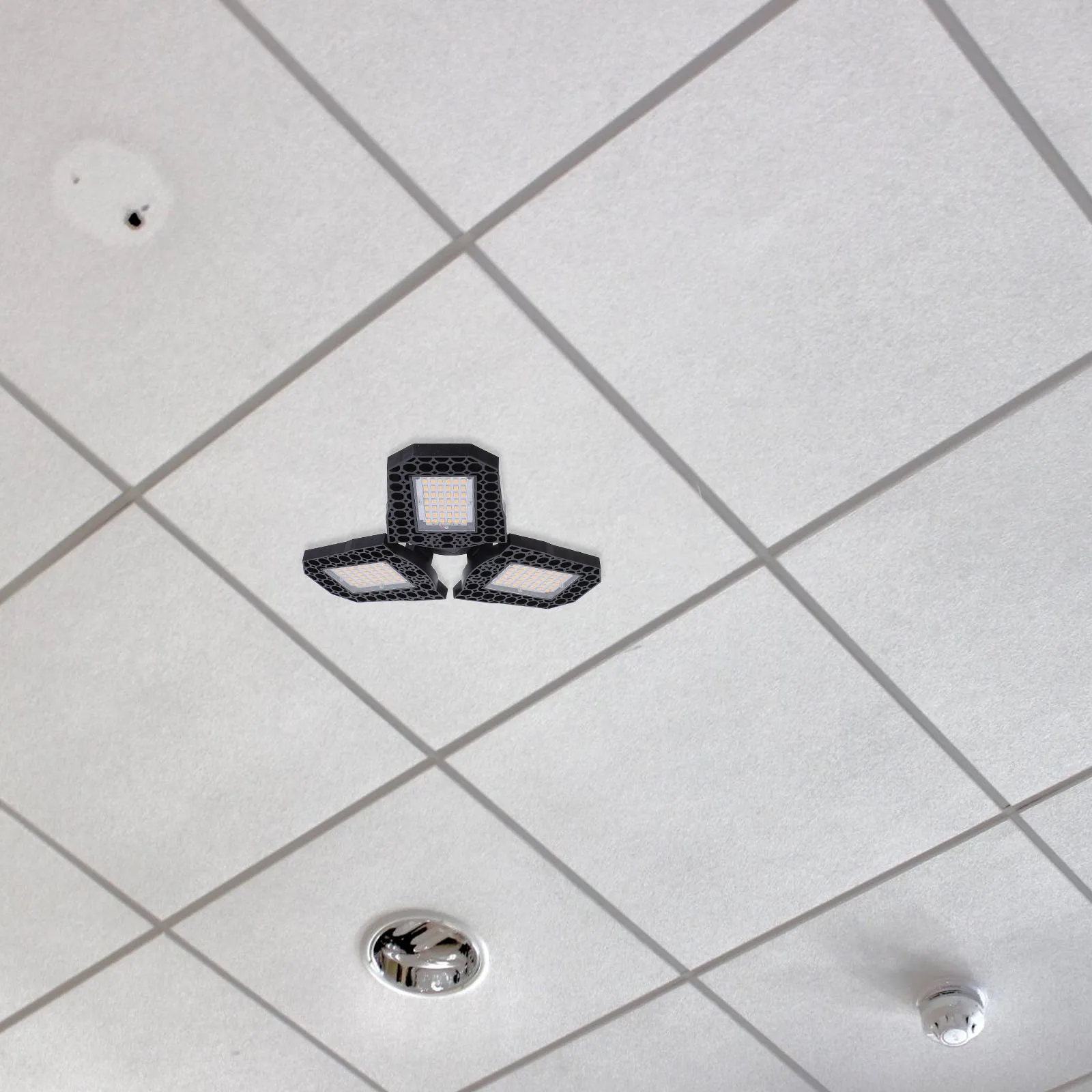 

60W White LED High Bay Light Adjustable Deformable Ceiling Lamp for Industrial Garage Warehouse Workshop Shopping Mall Use