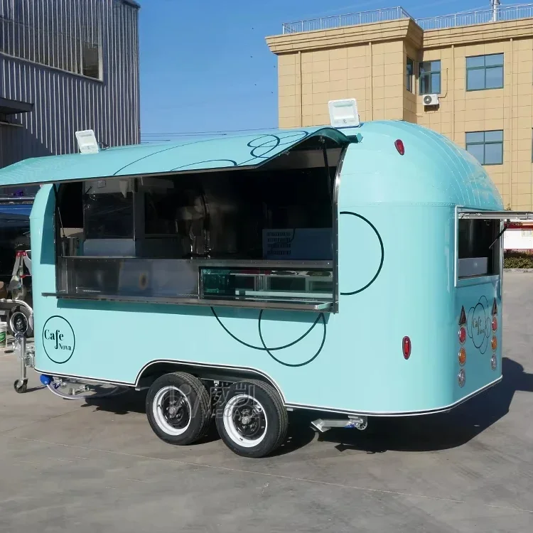 

Airstream Food Truck Stainless Steel Mobile Kitchen Trailer Custom Design for Pizza Coffee Ice Cream Street Vending