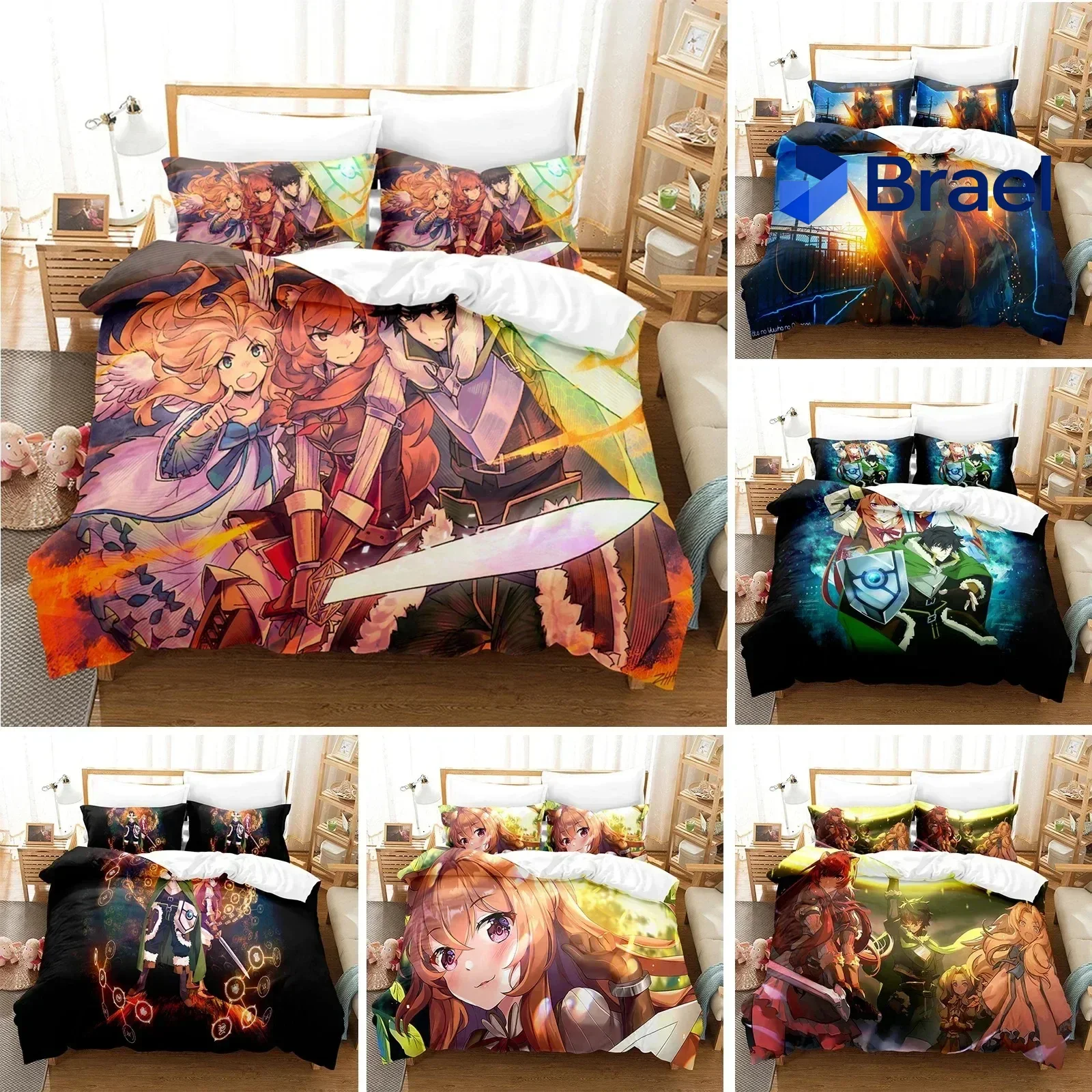 Exquisite 3D Printed The Rising Of The Shield Hero Bedding Set Duvet Cover Double Twin Full Queen King Adult Kids Bedclothes Qui