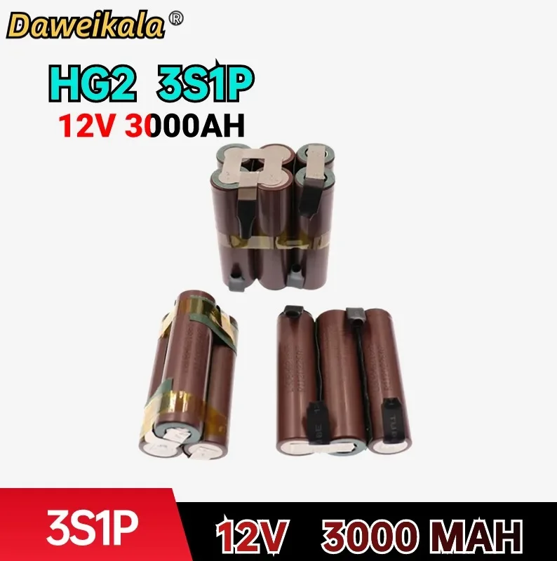 Akumulator 18650 3 s1p 12v 18650 Hg2 3000mAh 12.6v śrubokręt narzędzia akumulatorowe wysokoprądowe akumulatorowe akcesoria