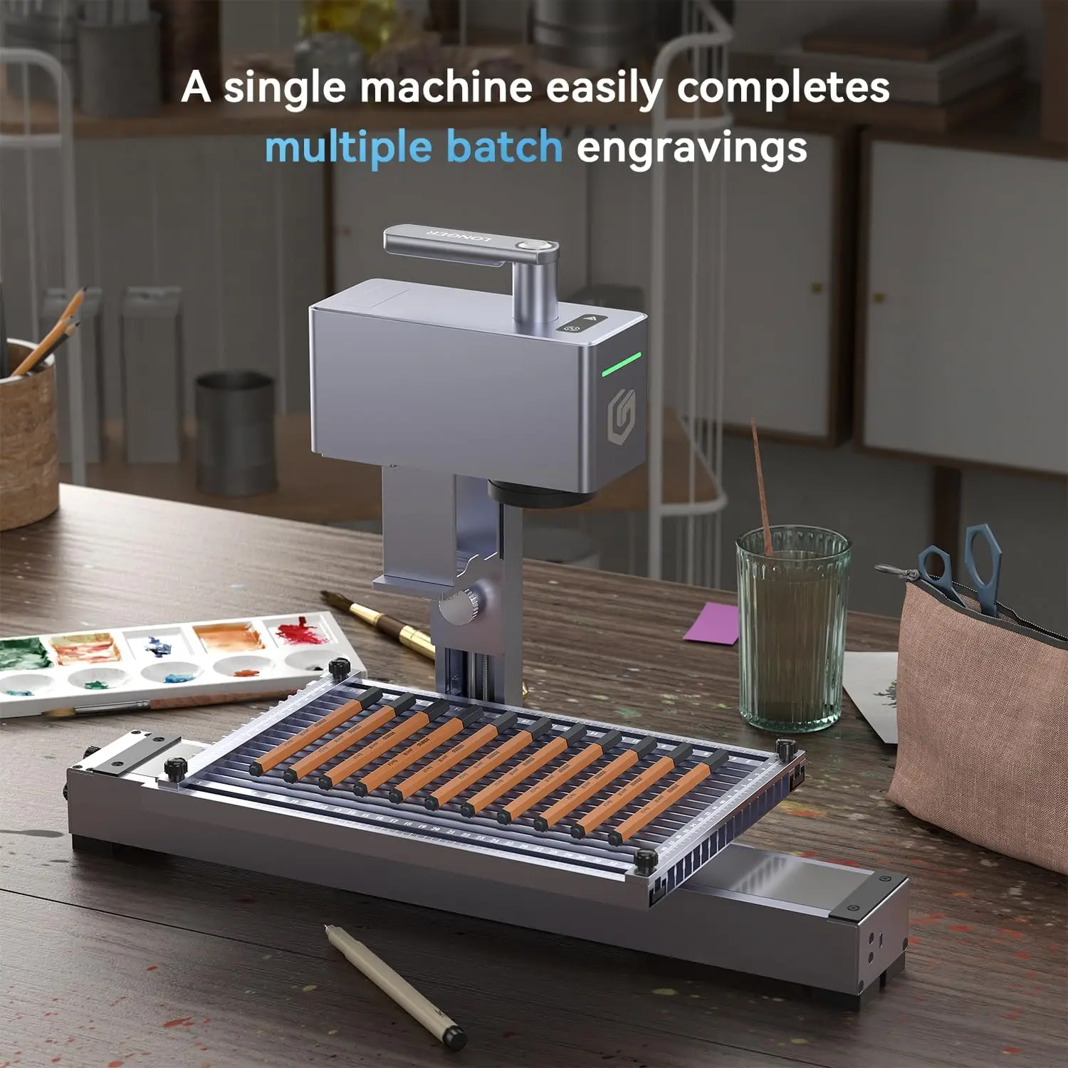 Longer Nano Pro ポータブル 12W レーザー彫刻機、拡張キット付き、5000mm/s 高速、彫刻精度 0.01 * 0.01mm