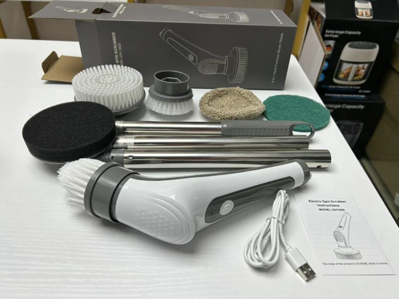 2600mAh IPX8 6-in-1 Electric Aquarium Cleaning Brushes Fish Tank Electric Scrubber Brush Type-C Kicthen Bathroom Cleaning Tools