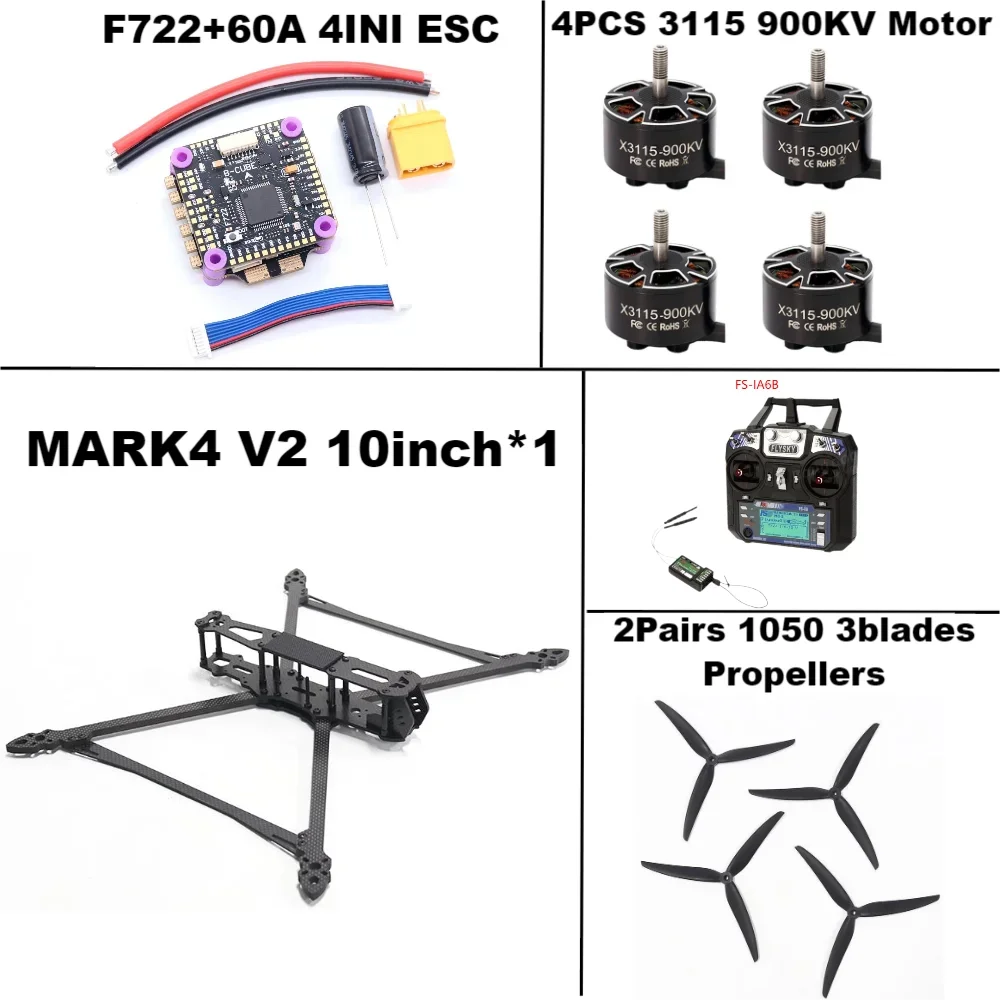 B-CUBE Mark4 V2 8/9/10 polegadas F722 Controle de vôo 45/60A 4INI ESC Rack Drone FPV Fibra de carbono PV Racing Drone Quadcopter Freestyle