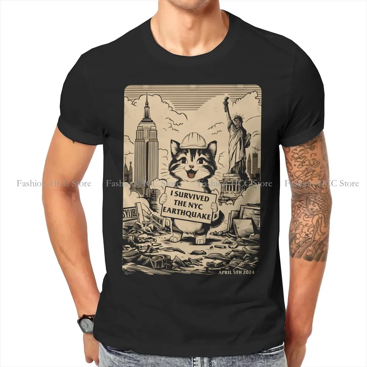 I Survived The NYC Earthquake TShirt for Men Cool Humor Summer Tee T Shirt Novelty New Design