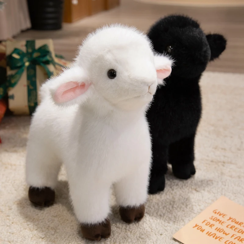 Peluche de Cordero Simulado de 20/30/40cm, Muñeco de Peluche de Cordero en Postura de Pie, Suave y Abrazable, Animal de Granja, Regalo de Cumpleaños
