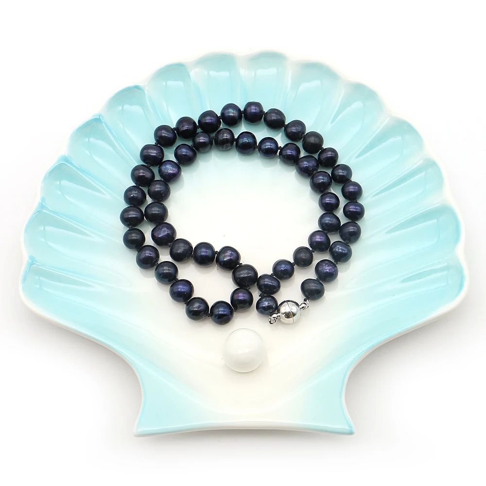 

Natural Freshwater Dyed Round Pearl 7-8mm Necklace and Bracelet 41cm with Magnetic Clasp DIY Halloween Jewelry Accessories