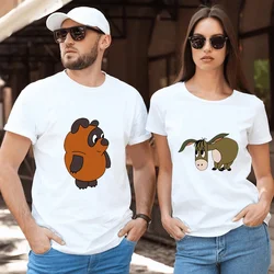 Russian Bear Graphic Cartoon Couple Clothes Where Are We Going with Piglet T-shirt The Soviet Union Vintage Tshirt Fashion Tees