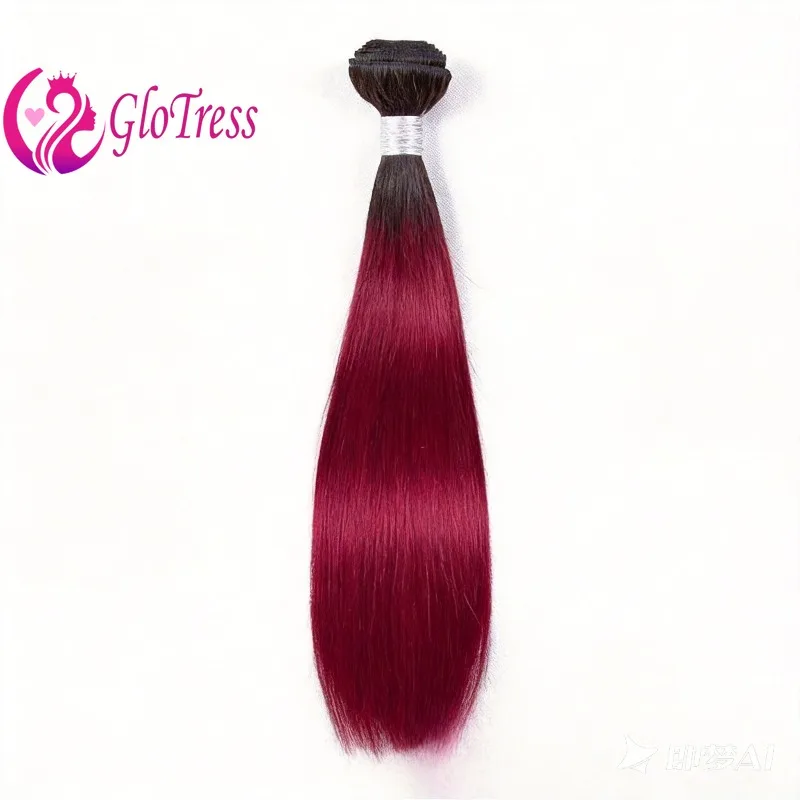 Bestseller T1b99J Ombre Glattes Echthaar-Bündel/1 Stück Brasilianisches Jungfrauenhaar Remy für Einnäherweiterungen und Perückenherstellung – Detail 1