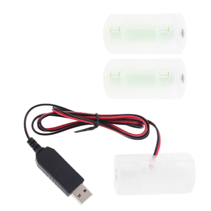 USB Battery Power Supply Adapter Can Replace 1 to 4pcs 1.5V 3V 4.5V 6V D Size LR20 Battery Cable for Clock