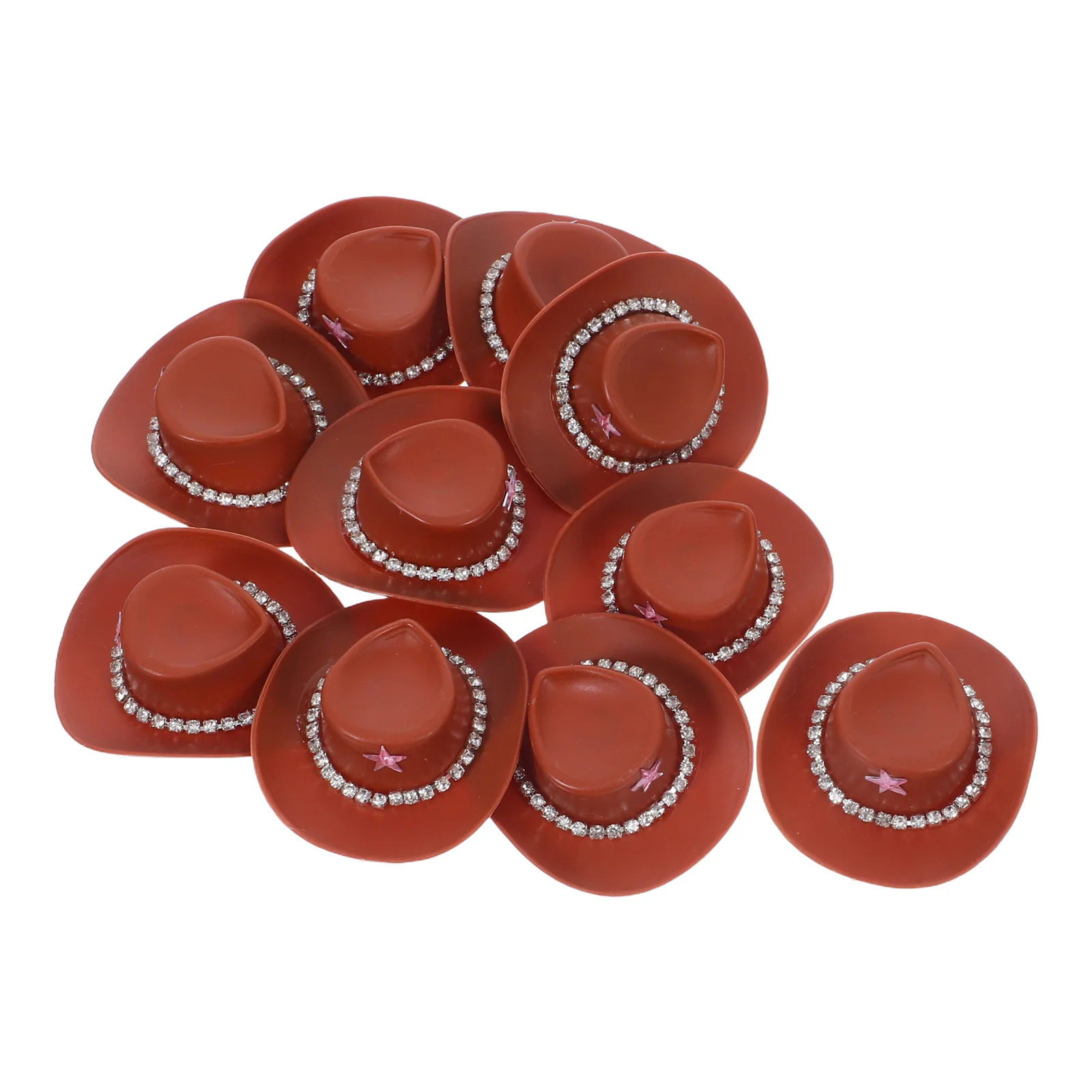 10 stuks decoratie cowboyhoeden mini westerse stijl strass ketting verfraaid lichtgewicht plastic hoeden voor ambachten feest cupcake