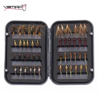 Vampfly-Juego de moscas con cabeza de cuentas de cobre, 48 Uds., John Ninfa Caddis May Fly Nymphs, moscas secas con caja para moscas para cebo de señuelo de pesca de trucha