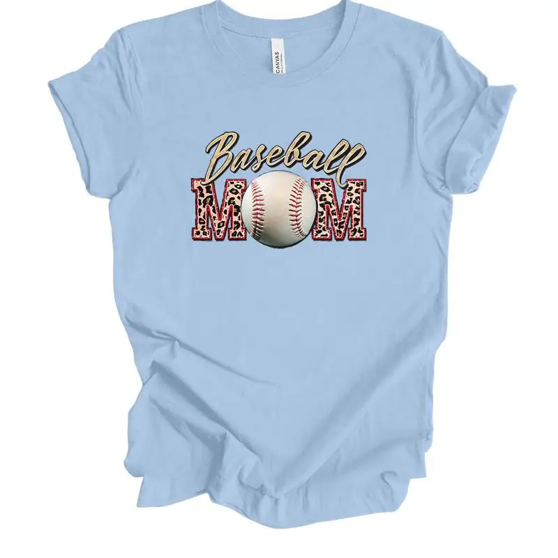 

Trenz T Shirt Company Baseball Mom Leopard Lettering Womens