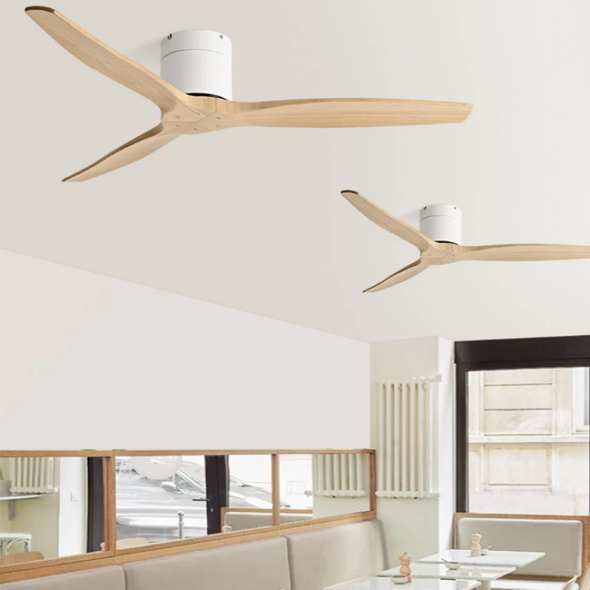 FUMANJIA 42/52/60 Inch Ceiling Fan 3 Wooden Blades Vintage Industrial Wood Ventilator with Remote Control for Coffee Shop, Home