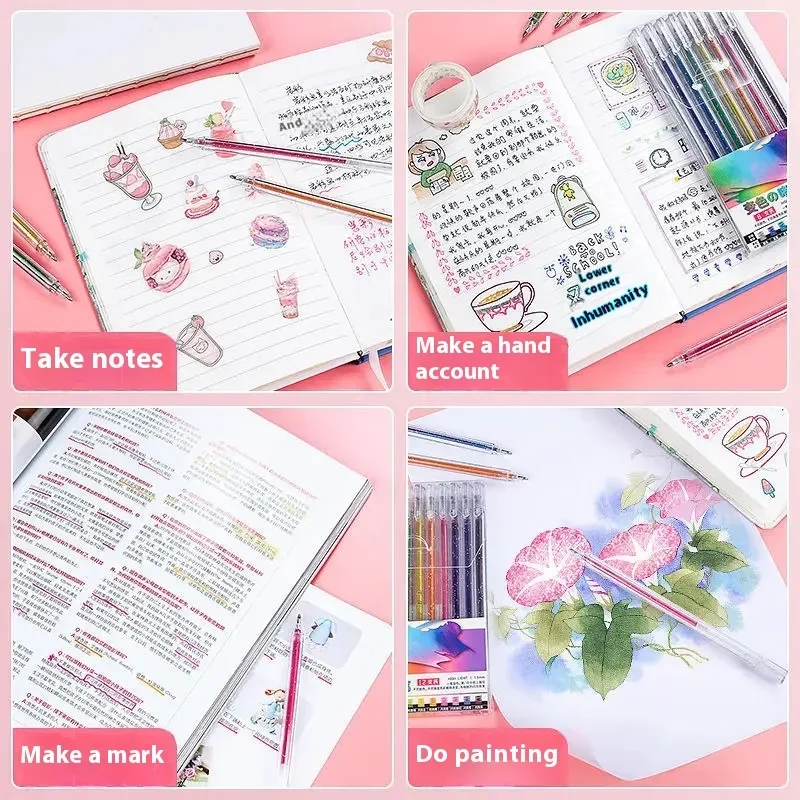 8-48 Farben Glitzer-Gelstift-Set 1,0 mm Metall-Glitzerfarben-Kugelschreiber für Bücher, Karton, Tagebuch, Zeichnen, Markieren, Malen, DIY-Kunst – Detail 8
