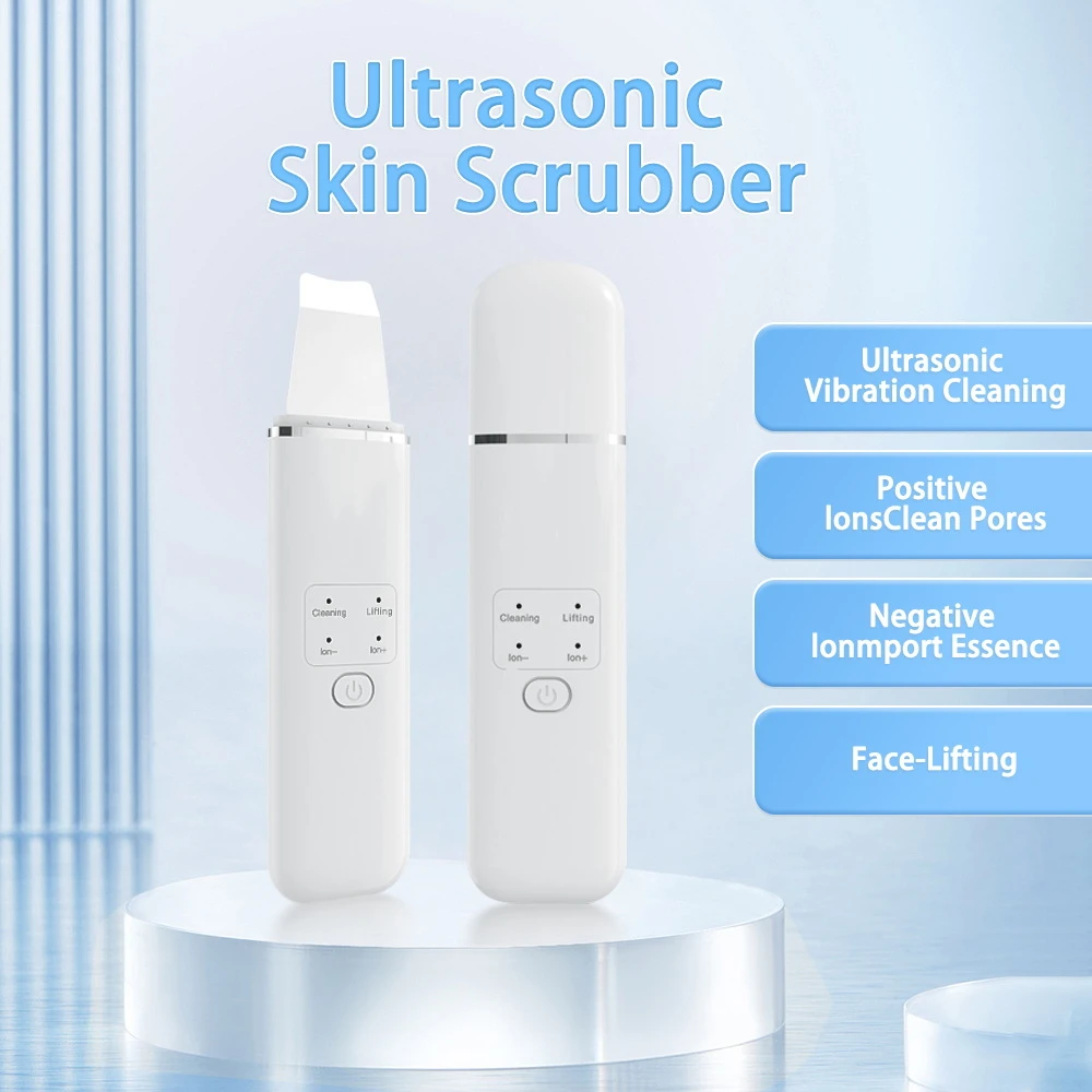 Scrubber ad ultrasuoni per la pelle Peeling Rimozione di punti neri Pulizia profonda del viso Detergente per pori ad ultrasuoni agli ioni Ance