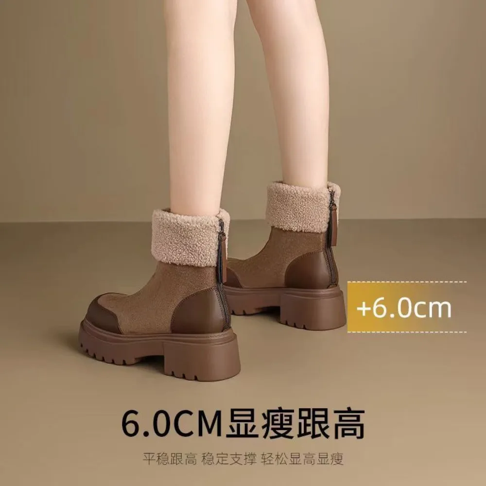 Snow boots for women,2024 autumn and winter new style,with plush, thick heel, cotton boots, thick sole, small height,short boots image 6