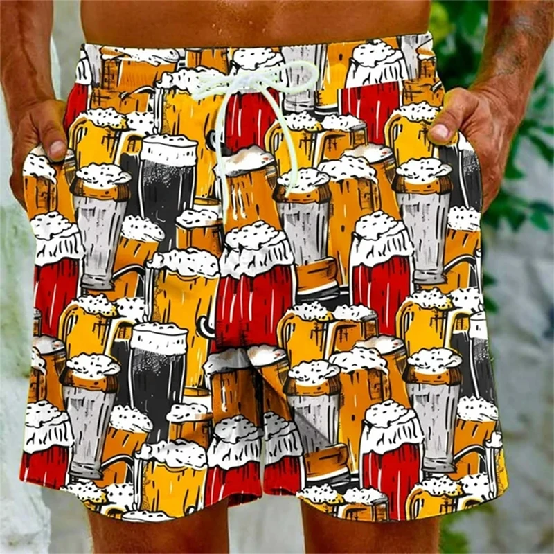 ثلاثية الأبعاد مطبوعة البيرة شورتات للبحر الرجال السباحة جذوع الصيف الرجال سراويل قصيرة الرجال السراويل النساء ملابس السباحة Quivk تجفيف جذوع دروبشيبينغ
