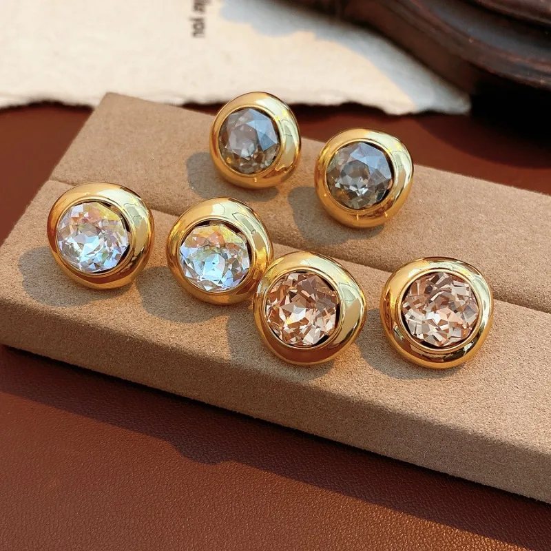 

18K Gold Plated 925 Silver Needle Geometric Zircon Stud Earrings For Women Light Luxury Versatile Simple Fashion Jewelry