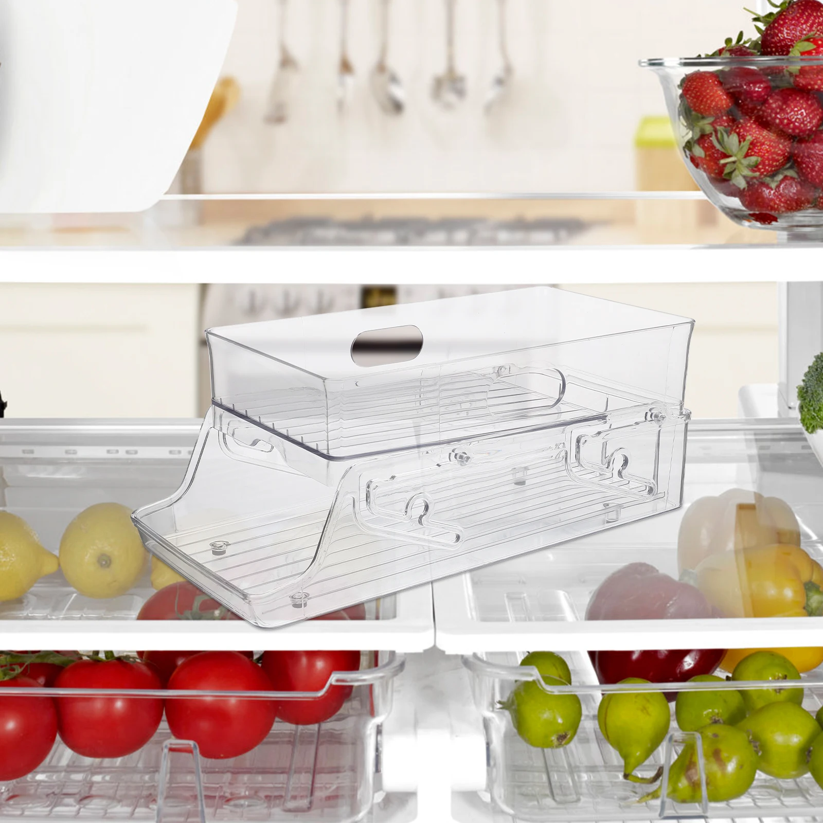 

Practical Refrigerator Rack Drink ganizer Large Capacity Transparent Plastic Multi Function Can Holder Soda Beer Tea Drinks