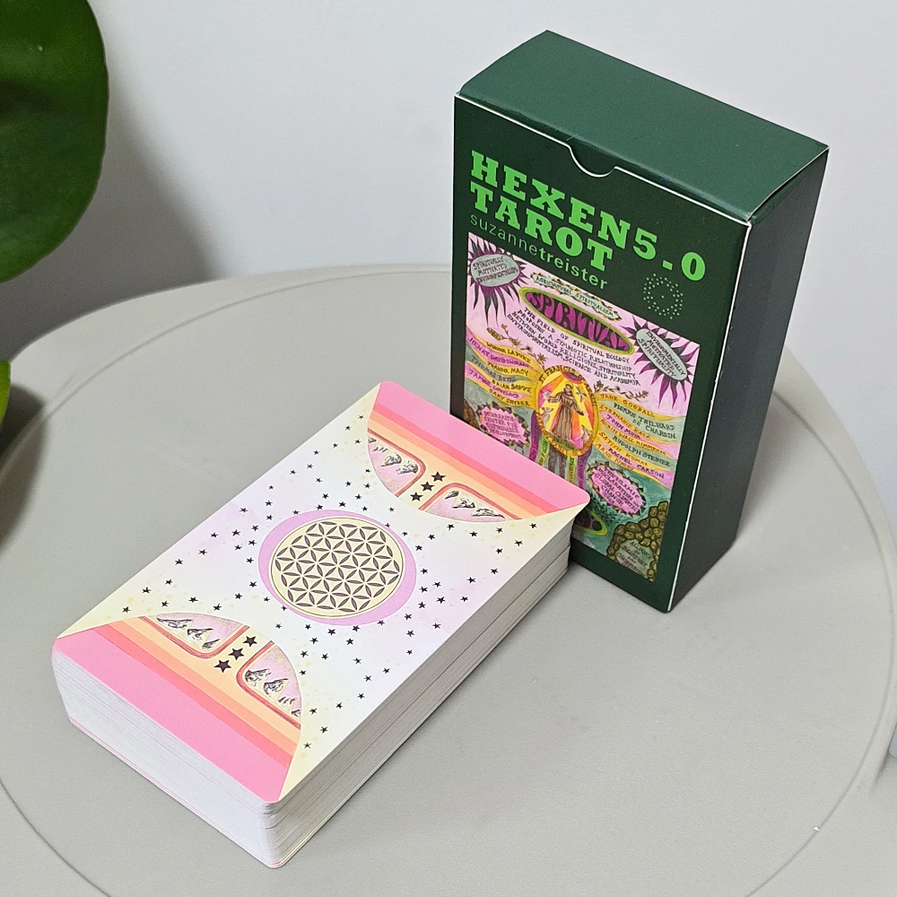 Baraja de Tarot HEXEN 5.0, 12*7cm, 78 Cartas de Tarot Basadas en Arte Alquímico, Espiritualidad Técnica y Crisis Climática, Doble Relieve