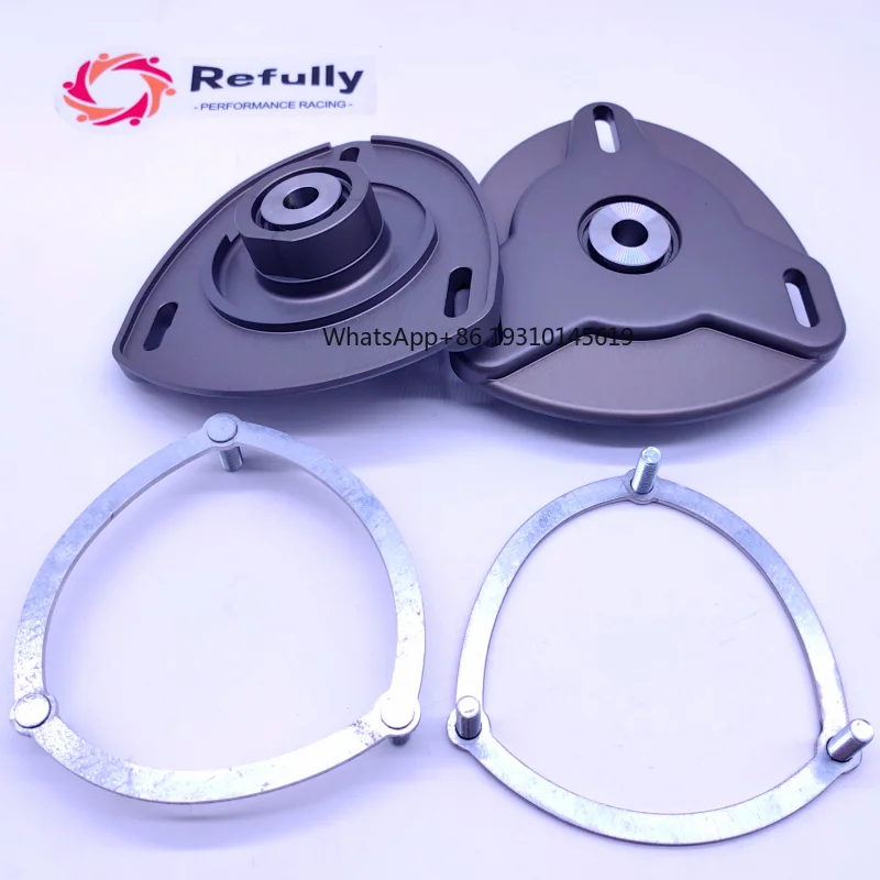 For Porsche 986 987 996 997 Camber Plates, CNC Billet with Spherical Bearings for +2° Camber & Max Grip