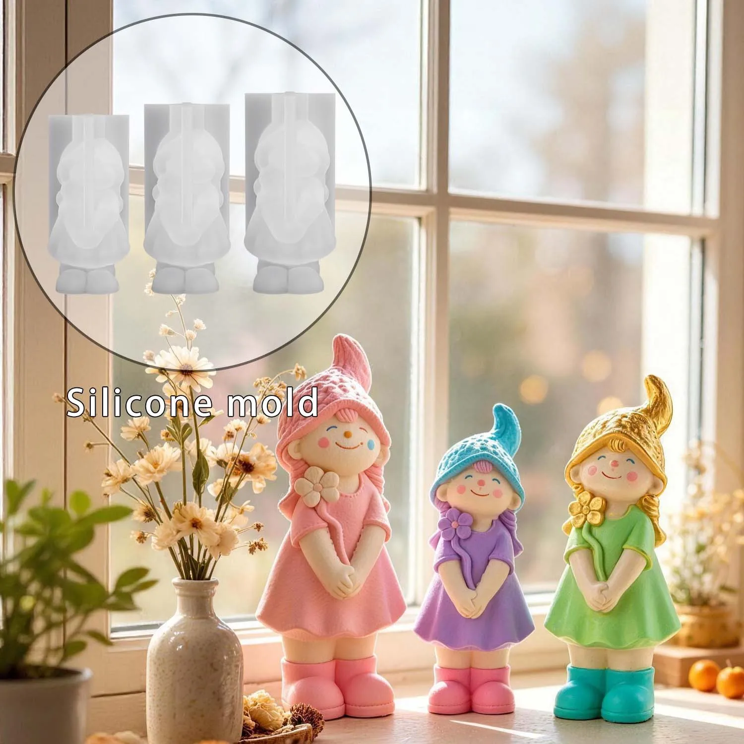 1/3PCSResin Silicone Mold ,CRERATOR Fairy (Small/ Medium/ Large)for Easy Demolding,Purpose ,Reusable Use ,Candle Making Mold