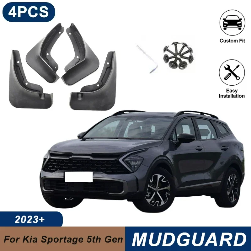 4PCS Car Mud Flaps For Kia Sportage 2023 5th Gen Waterproof Anti-Splash Fender Mudguards Auto Exterior Accessories