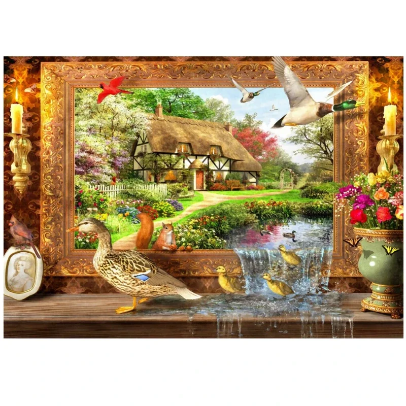 

Пазл для взрослых 75*50 см, 1000 шт., роспись пруда, животные, игрушки для снятия стресса, рождественский подарок