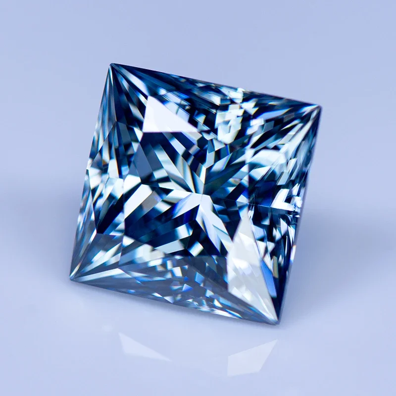 Moissanite Stone Princess Cut Primary Color Royal Blue Gemstone Lab Grown Diamond Woman Charms Jewelry Making GRA Certificate