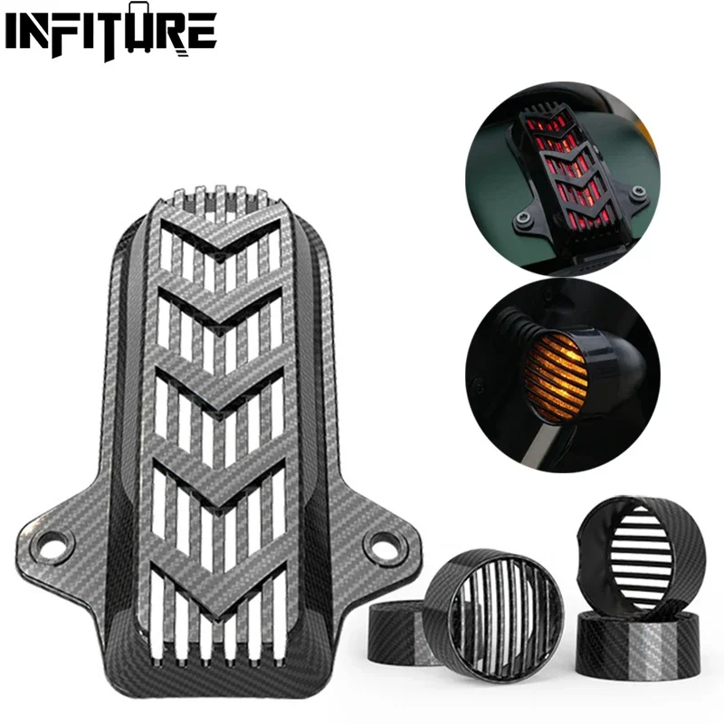 Motorcycle Front Rear Turn Signal Trim Cover Tail Light Protective Shield Compatible For QJMOTOR SRV300 / SRV350 Modified Parts