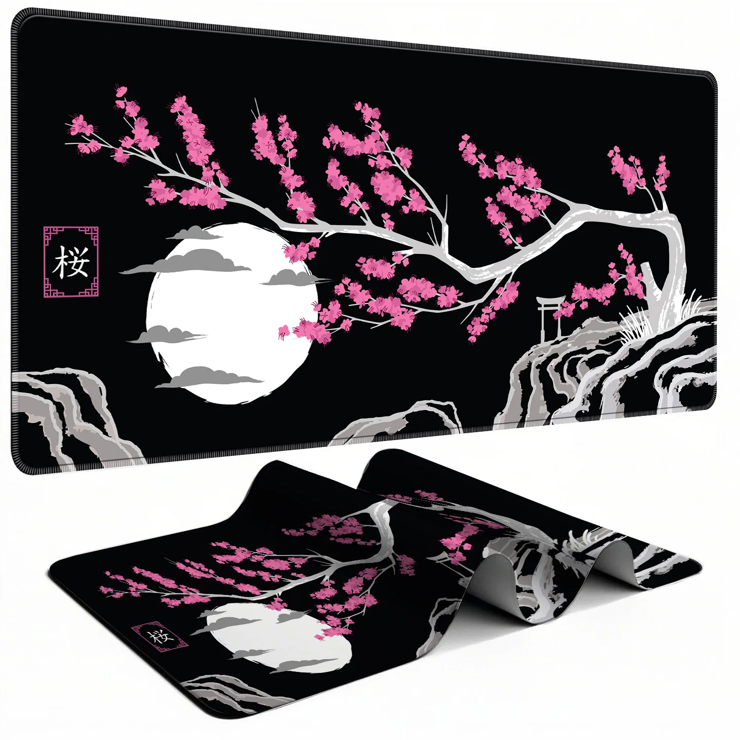Japanese Anime Black Mouse Pad Computer Durable Deskmat XXL Non-Slip Rubber Large Size Playmat for Office Gaming Accessories