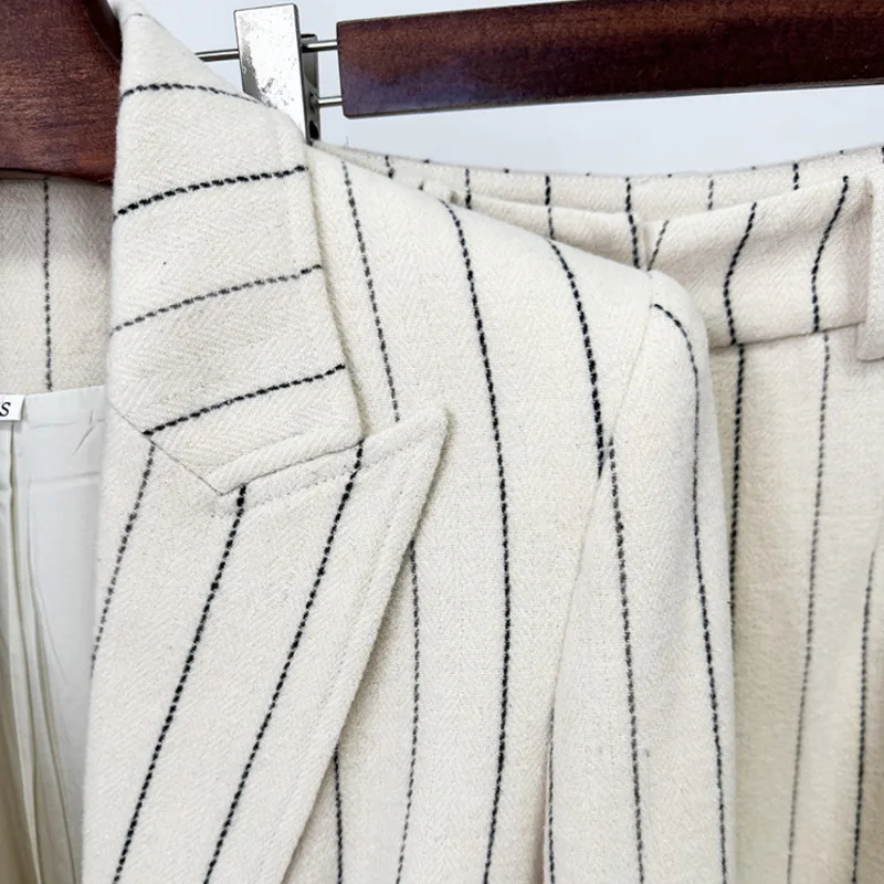 HKSH خريف شتاء جديد إمرأة قطعتين دعوى مجموعة مخطط زر واحد المخلوطة السترة مضيئة السراويل أنيقة موضة أنيقة HK16866 #5