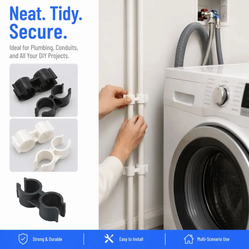 

10Pcs Double-ended Dual Pipe Clip 20/25/32mm H-shaped Twin Plastic Pipe Clamp Glossy Surface No Assembly Required Tube Clips